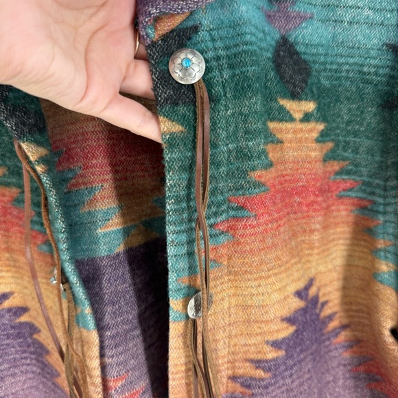 Vintage Ralph Lauren Southwestern Aztec Wool Fringe Jacket Size Large - Picture 3 of 7
